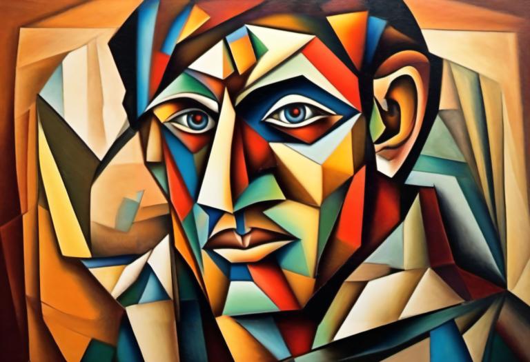 Cubism,Cubism, People, man, solo, 1boy, male focus, looking at viewer, mecha, robot, no humans, portrait