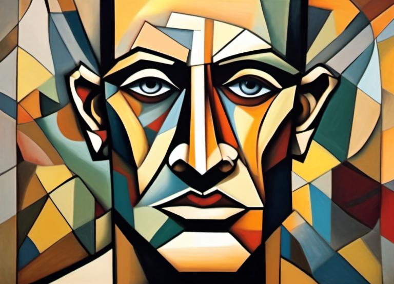 Cubism,Cubism, People, man, solo, 1boy, male focus, official style, looking at viewer, araki hirohiko (style)