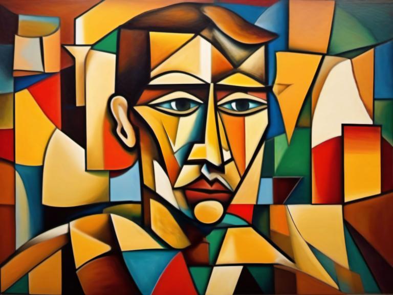 Cubisme,Cubisme, Personnes, homme, solo, 1garçon, foyer masculin, regarder le spectateur, Poils