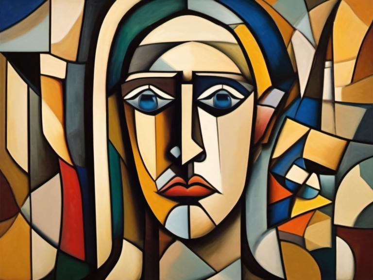 Cubism,Cubism, People, man, solo, blue eyes, looking at viewer, official style, male focus, style parody