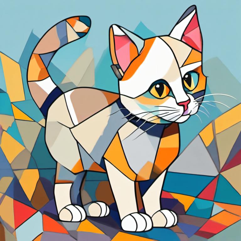 Cubismo,Cubismo, Animal, gato, no humanos, gato, enfoque animal, solo, esclerótica amarilla