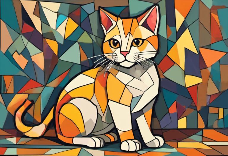 Cubism,Cubism, Animal, cat, no humans, cat, solo, animal focus, pokemon (creature), full body