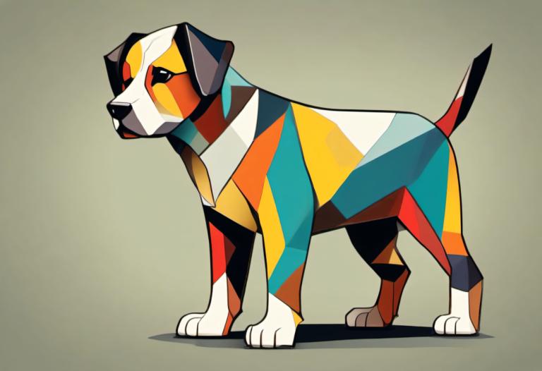 Cubism,Cubism, Animal, dog, no humans, dog, solo, pokemon (creature), animal focus, grey background