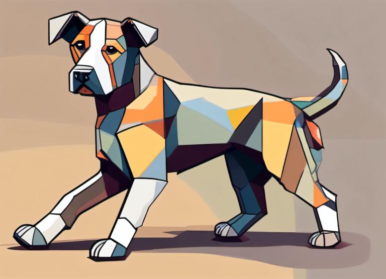 Cubism,Cubism, Animal, dog, no humans, pokemon (creature), solo, brown background, full body, dog