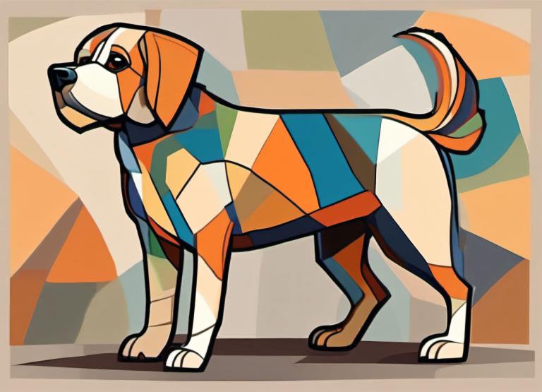 Cubism,Cubism, Animal, dog, no humans, dog, solo, pokemon (creature), animal focus, full body, standing