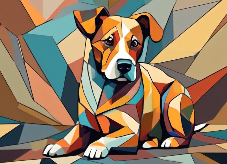 Cubism,Cubism, Animal, dog, no humans, dog, animal focus, pokemon (creature), solo, brown eyes