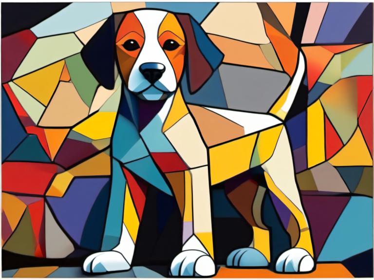 Cubism,Cubism, Animal, dog, no humans, dog, solo, animal focus, pokemon (creature), black eyes