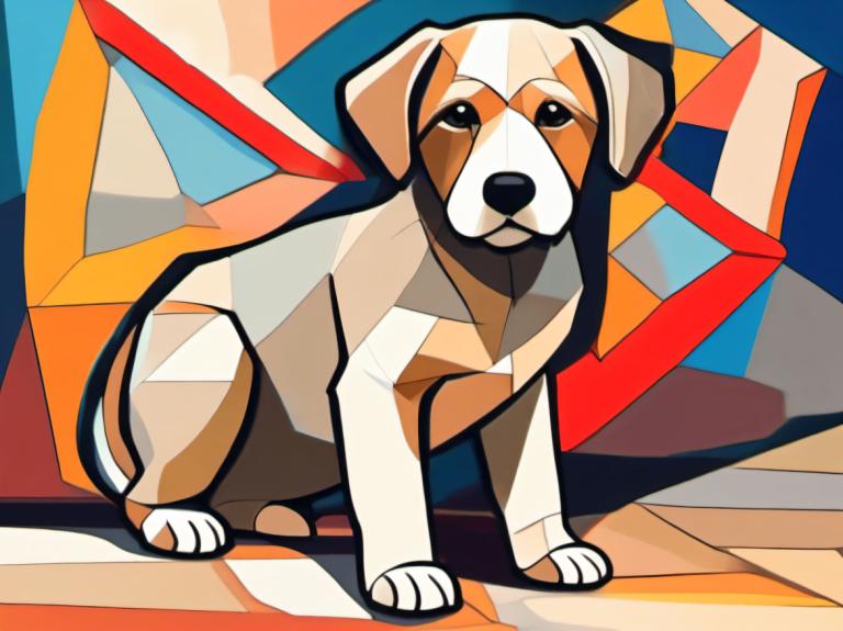 Cubism,Cubism, Animal, dog, no humans, dog, pokemon (creature), solo, animal focus, black eyes