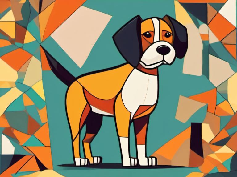 Cubism,Cubism, Animal, dog, no humans, dog, pokemon (creature), solo, animal focus, full body, standing