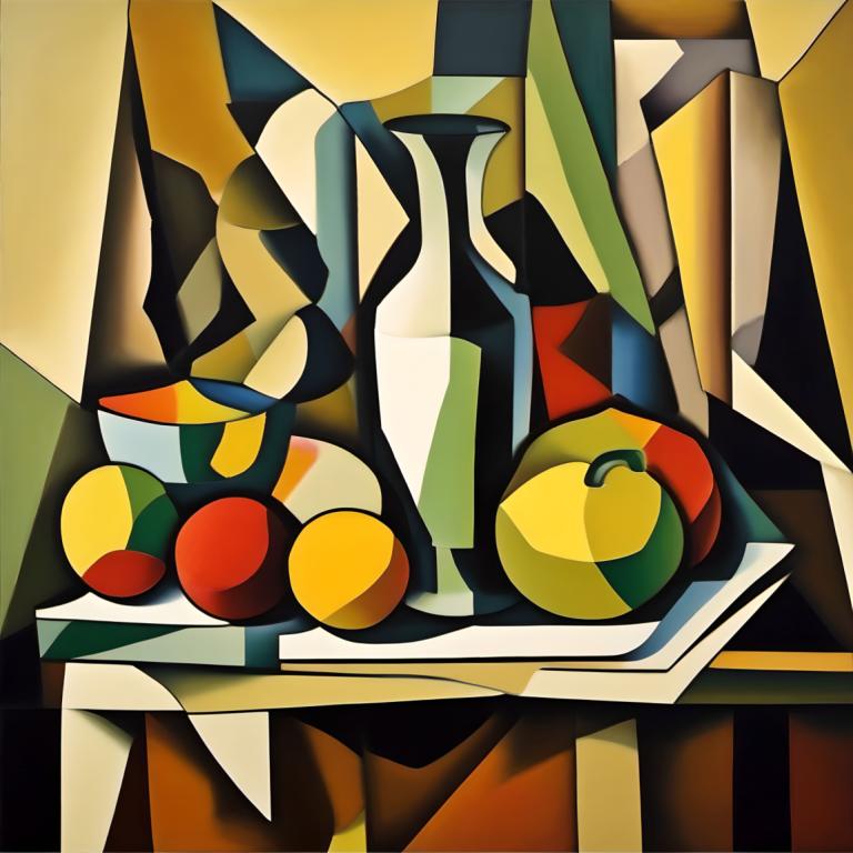 Cubism,Cubism, Still life, still life, no humans, solo, pokemon (creature), fruit, yellow eyes