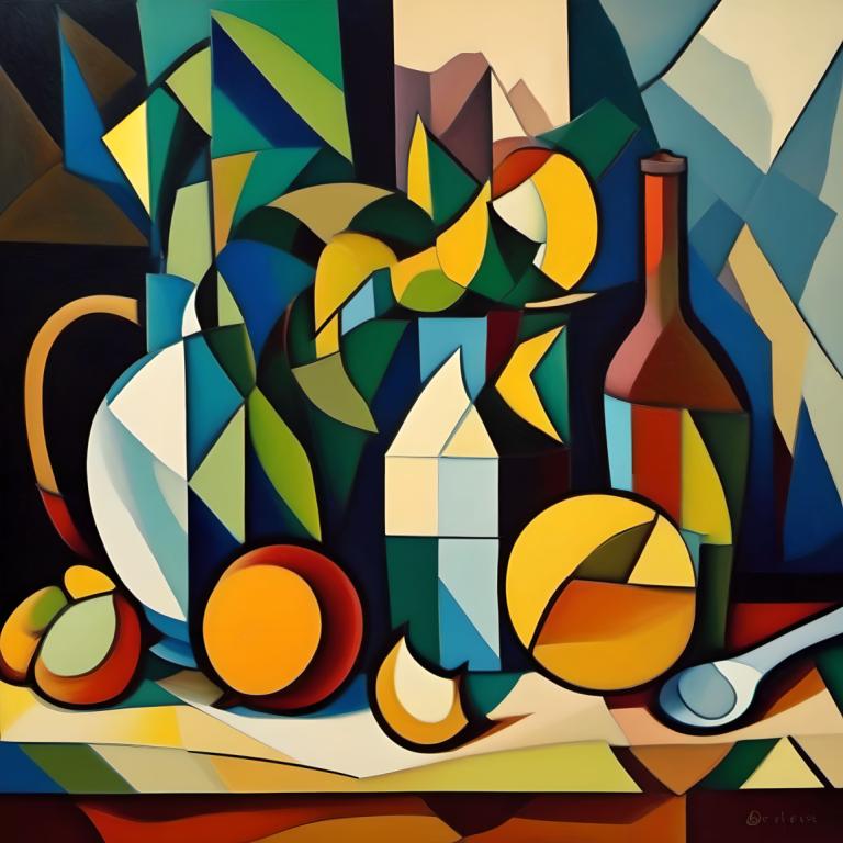 Cubism,Cubism, Still life, still life, no humans, solo, pokemon (creature), yellow eyes, bottle