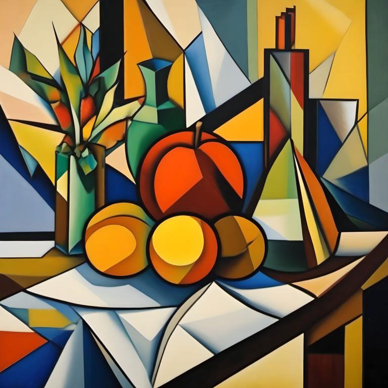 Cubism,Cubism, Still life, still life, no humans, robot, mecha, solo, looking at viewer, super robot