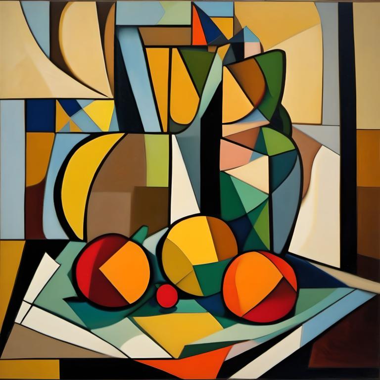 Cubism,Cubism, Still life, still life, solo, no humans, pokemon (creature), red eyes, looking at viewer