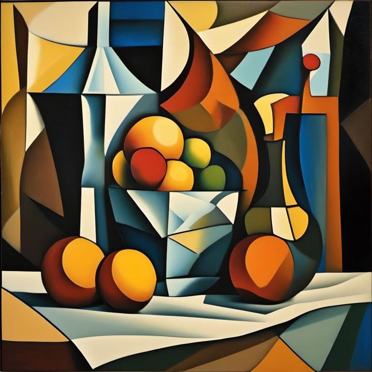 Cubism,Cubism, Still life, still life, solo, no humans, pokemon (creature), border, looking at viewer