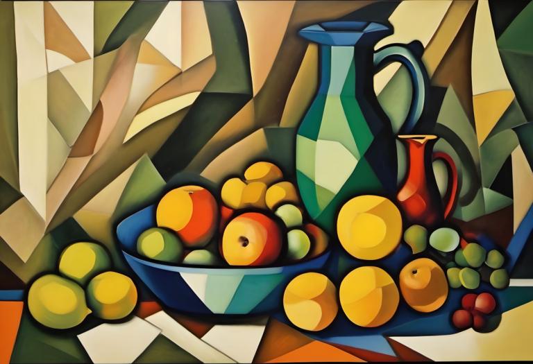 Cubism,Cubism, Still life, still life, no humans, solo, pokemon (creature), food, fruit, border