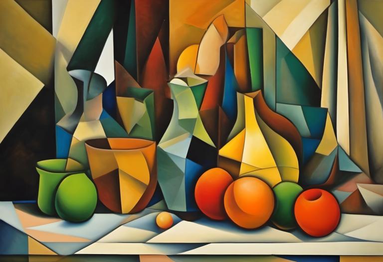 Cubism,Cubism, Still life, still life, no humans, solo, pokemon (creature), fruit, food, still life