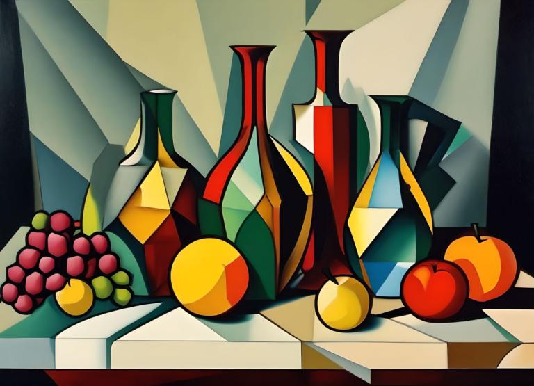 Cubism,Cubism, Still life, still life, no humans, fruit, food, apple, solo, pokemon (creature), crystal