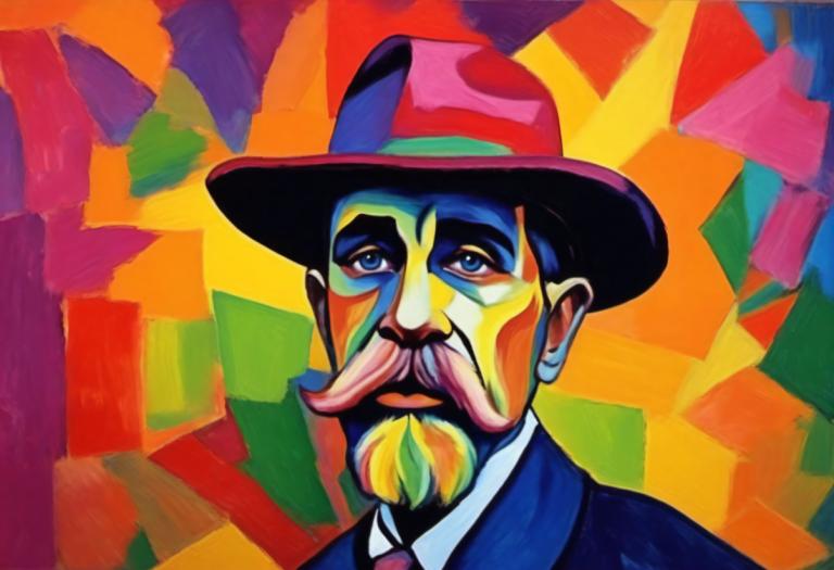 Fauvism,Fauvism, människor, man, 1 pojke, hatt, manligt fokus, solo, ansiktshår, färgrik, mustasch, blåa ögon