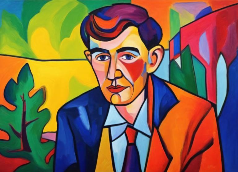 Fauvism,Fauvism, People, man, 1boy, necktie, shirt, male focus, solo, jacket, white shirt, collared shirt