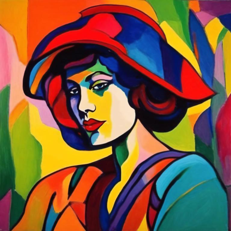 Fauvism,Fauvism, Oameni, femeie, 1 fata, solo, clovn, inventa, ruj, colorat, pictura pe fata