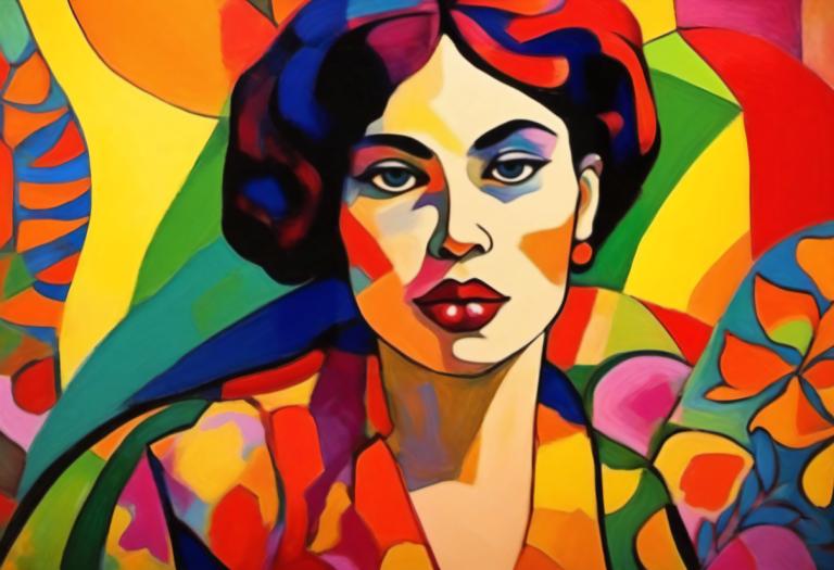 Fauvism,Fauvism, People, woman, solo, facepaint, clown, makeup, colorful, lipstick, red lips, black hair