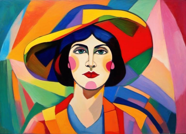 Fauvism,Fauvism, People, woman, solo, clown, hat, looking at viewer, makeup, male focus, facepaint