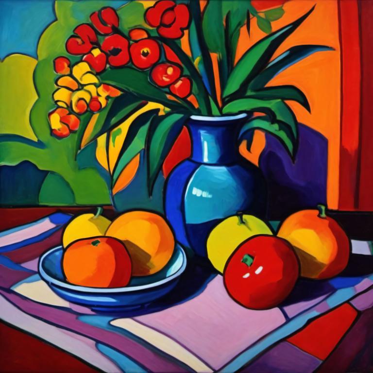 Fauvism,Fauvism, Still life, still life, no humans, food, fruit, plant, still life, tomato, flower, plate