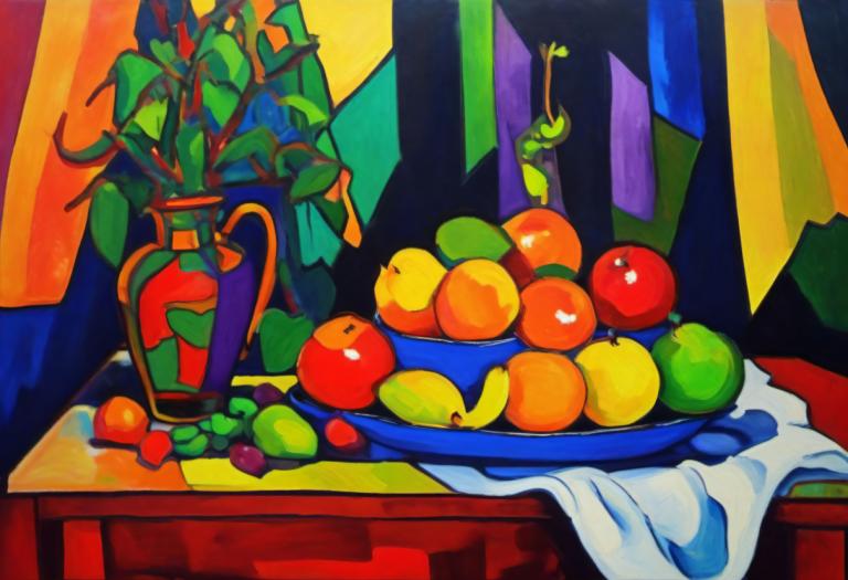 Fauvism,Fauvism, Still life, still life, fruit, food, no humans, plant, still life, traditional media