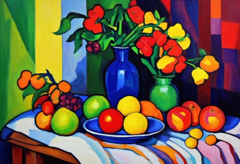 Fauvism,Fauvism, Still life, still life, food, fruit, no humans, still life, flower, table, plate, food focus