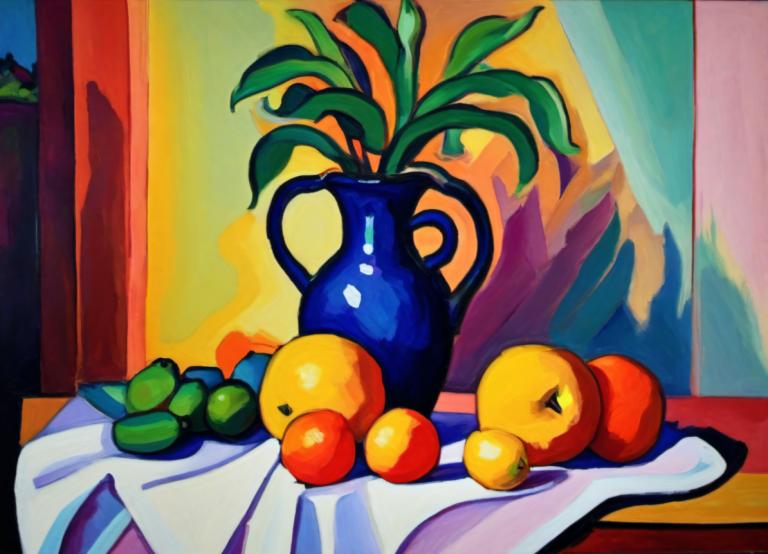 Fauvism,Fauvism, Still life, still life, no humans, indoors, fruit, food, pokemon (creature), plant, tree