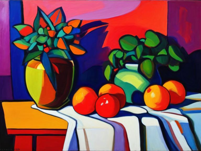 Fauvism,Fauvism, Still life, still life, no humans, fruit, food, pokemon (creature), plant, indoors, bed