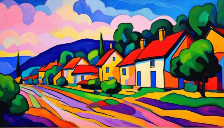 Fauvism,Fauvism, By, by, inga människor, moln, utomhus, träd, himmel, landskap, hus, byggnad, dag, blå himmel