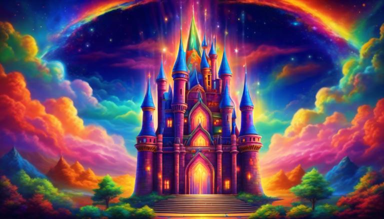 Pintura con luz,Pintura con luz, Castillo, castillo, escenario, no humanos, cielo, nube, arcoíris, escaleras