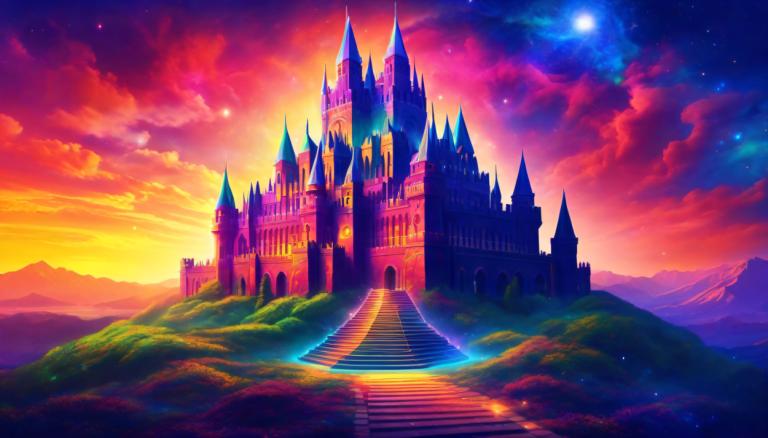 Light Painting,Light Painting, Castle, castle, scenery, stairs, sky, cloud, star (sky), outdoors, no humans