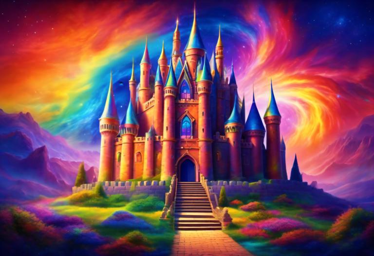 Pintura con luz,Pintura con luz, Castillo, castillo, escenario, escaleras, cielo, cielo estrellado)