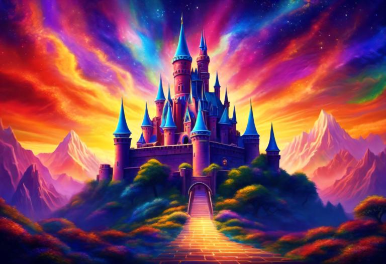 Pintura con luz,Pintura con luz, Castillo, castillo, escenario, no humanos, cielo, cielo estrellado), montaña