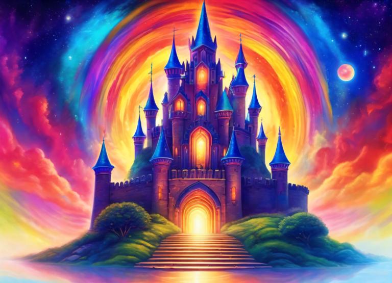 Pintura con luz,Pintura con luz, Castillo, castillo, no humanos, escenario, cielo, luna, cielo estrellado)