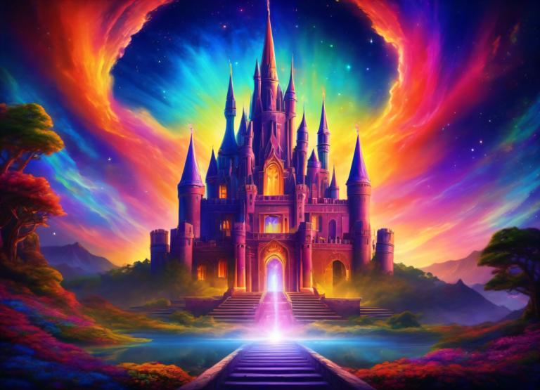 Pintura con luz,Pintura con luz, Castillo, castillo, escenario, no humanos, cielo, árbol, cielo estrellado)