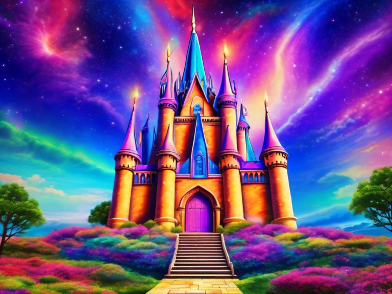 Pintura con luz,Pintura con luz, Castillo, castillo, no humanos, escenario, cielo estrellado), cielo, árbol