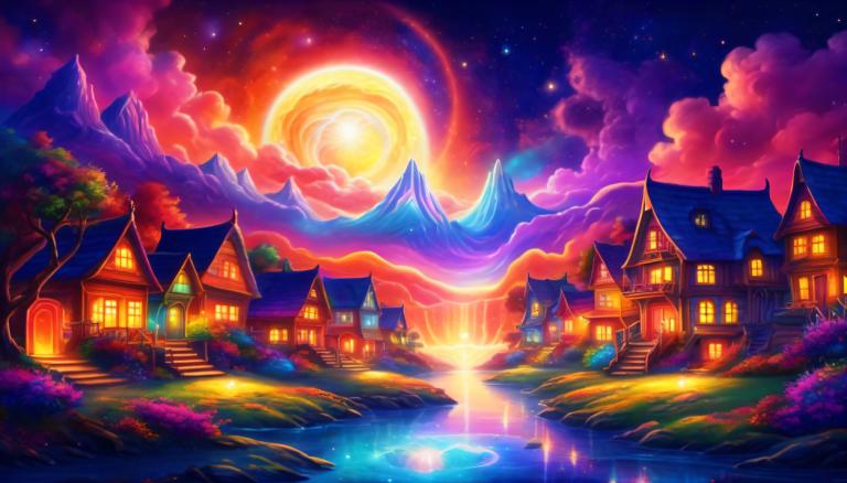 Light Painting,Light Painting, Village, village, scenery, sky, no humans, tree, moon, cloud, star (sky)