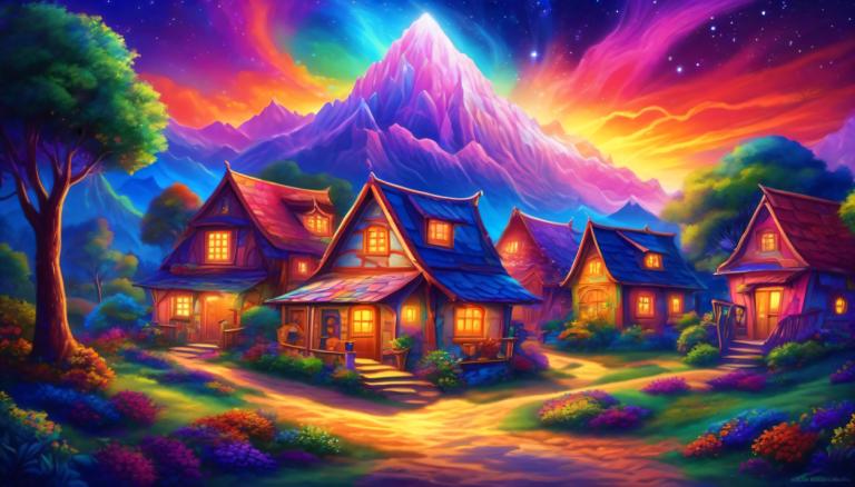 Light Painting,Light Painting, Village, village, tree, scenery, sky, house, star (sky), no humans, outdoors