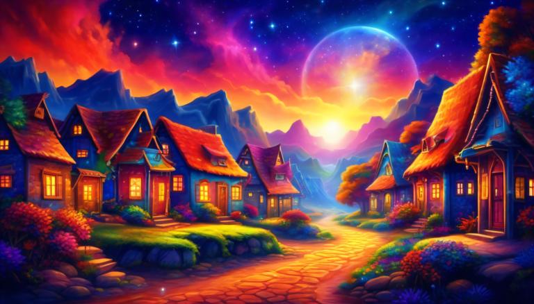 Light Painting,Light Painting, Village, village, no humans, scenery, star (sky), sky, house, starry sky