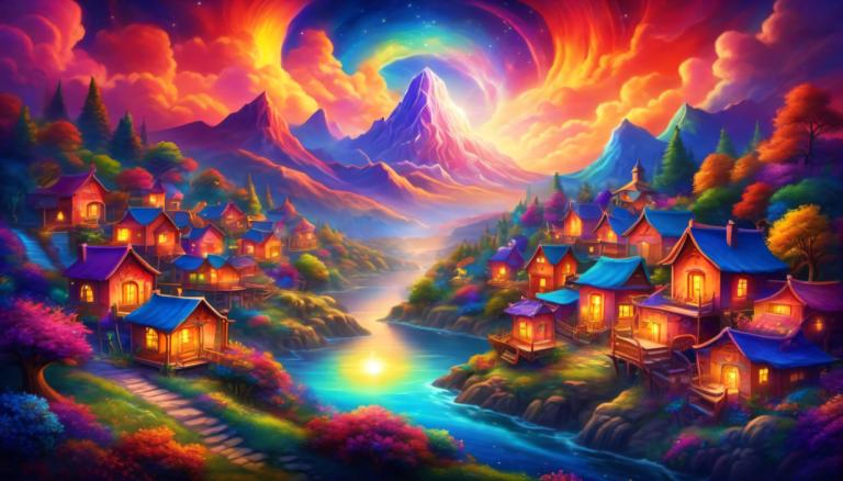 Pintura con luz,Pintura con luz, Aldea, aldea, no humanos, escenario, cielo, montaña, nube, árbol