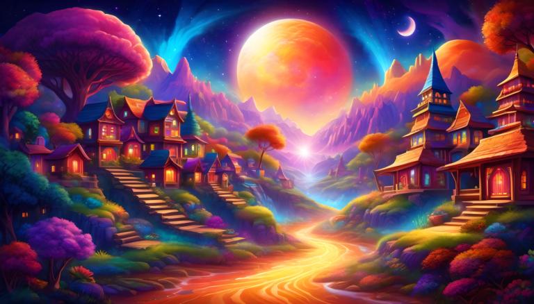 Pintura con luz,Pintura con luz, Aldea, aldea, luna, no humanos, escenario, árbol, cielo, cielo estrellado)