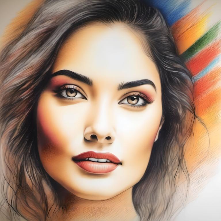 Dessin au crayon,Dessin au crayon, Personnes, femme, solo, 1fille, cheveux noirs, portrait, yeux marrons