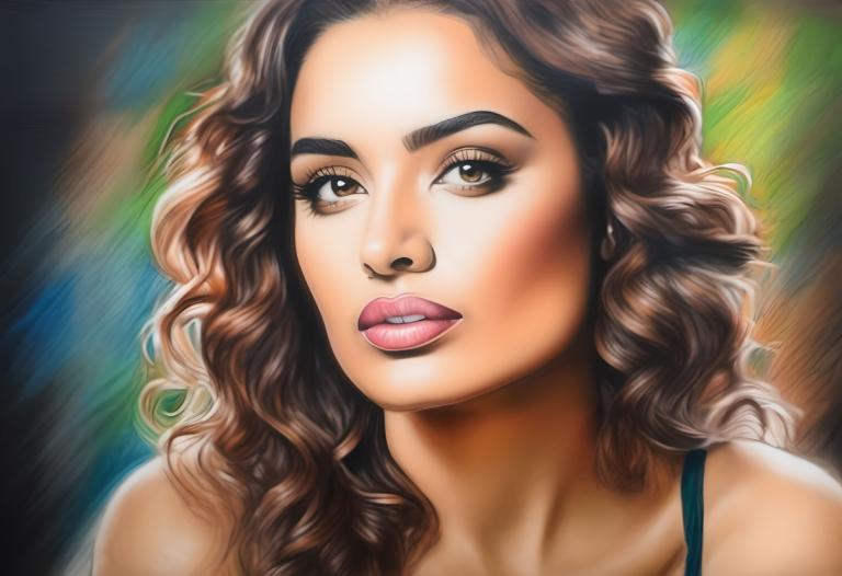 Crayon Drawing,Crayon Drawing, People, woman, 1girl, solo, brown eyes, brown hair, lips, long hair, portrait