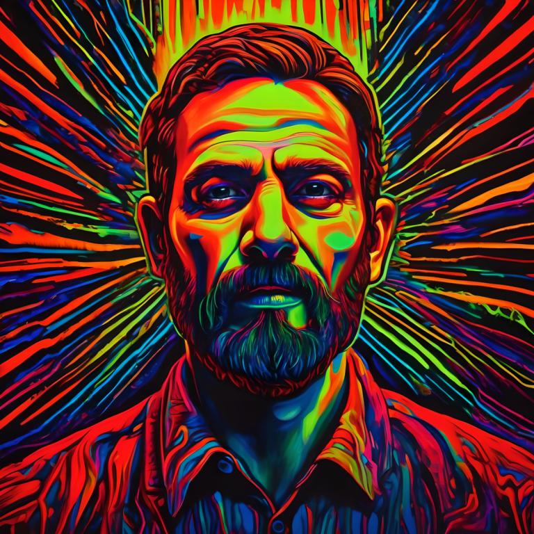 Fluorescent Painting,Fluorescent Painting, People, man, 1boy, solo, male focus, colorful, facial hair, shirt