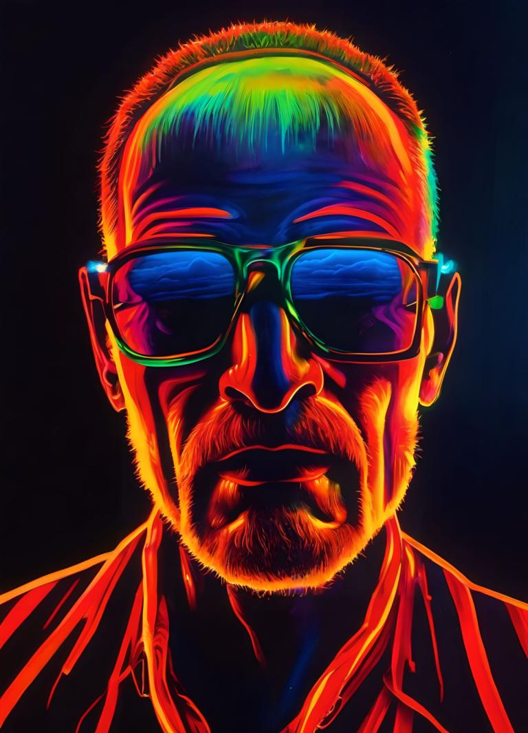 Fluorescent Painting,Fluorescent Painting, People, man, 1boy, male focus, solo, facial hair, beard, glasses