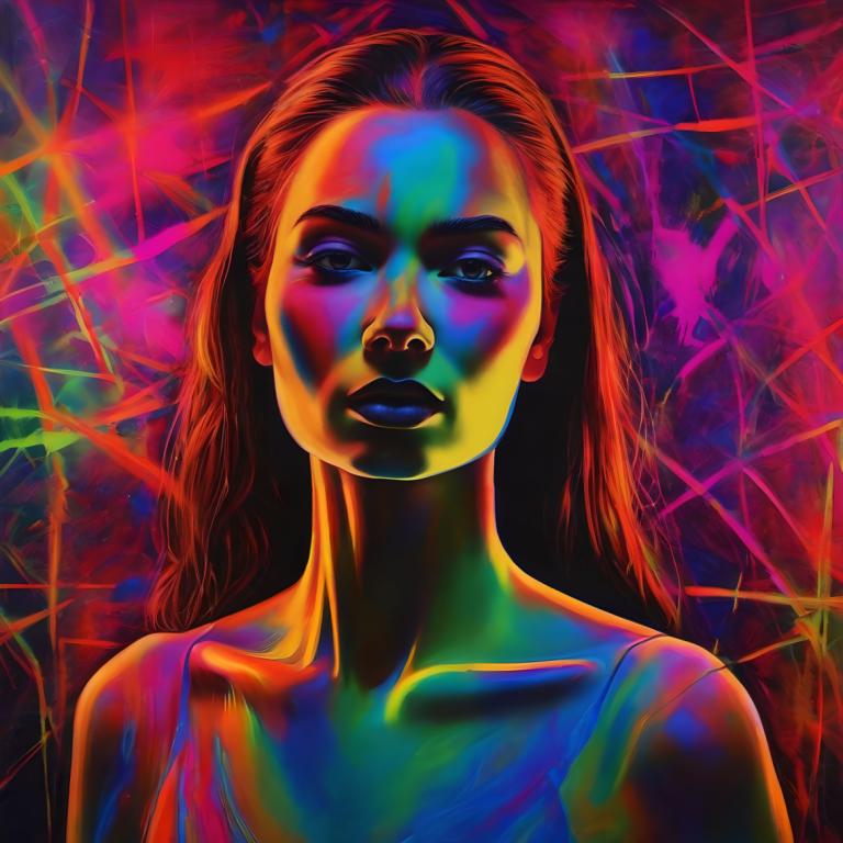 Fluorescent Painting,Fluorescent Painting, People, woman, 1girl, solo, long hair, facepaint