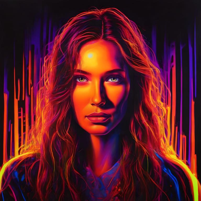 Fluorescent Painting,Fluorescent Painting, People, woman, solo, 1girl, portrait, looking at viewer, long hair